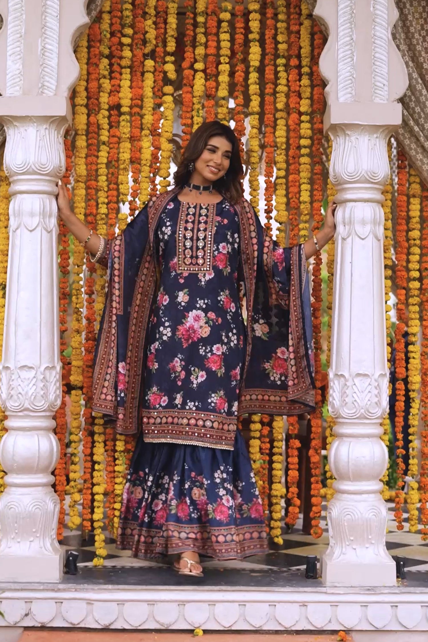 Women Floral Printed Kurta Set with Dupatta | Straight Fit Kurta Pant Set | Ethnic Wear for Women