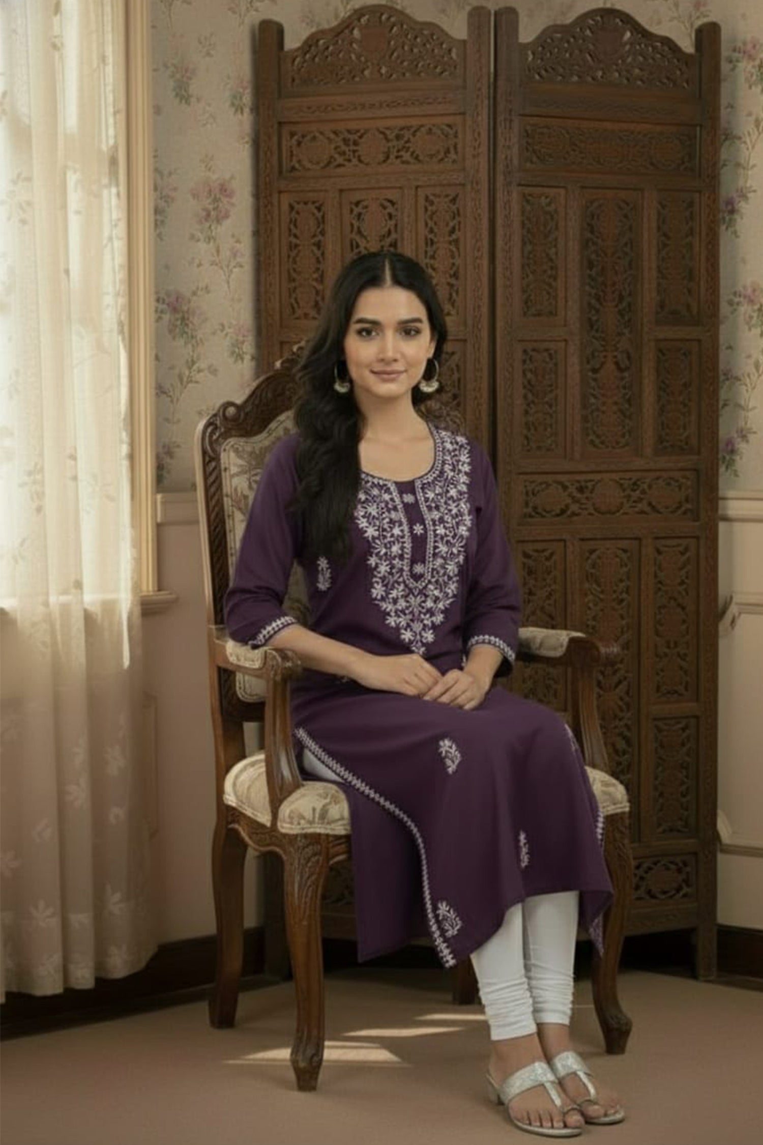 Elegant Floral Embroidered  – Premium Ethnic Wear Kurta Set