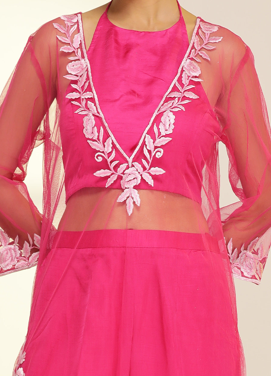 Hot Pink See through Kurta Set