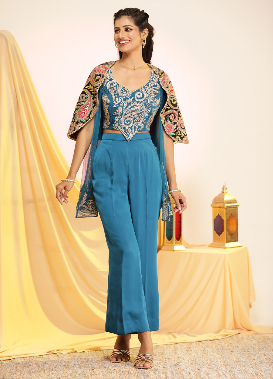 Royal Cape Blouse with Pant