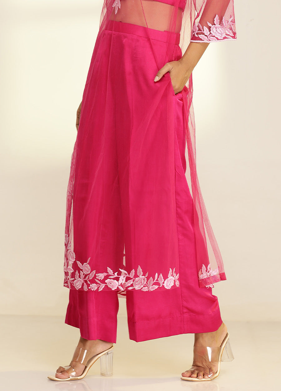 Hot Pink See through Kurta Set