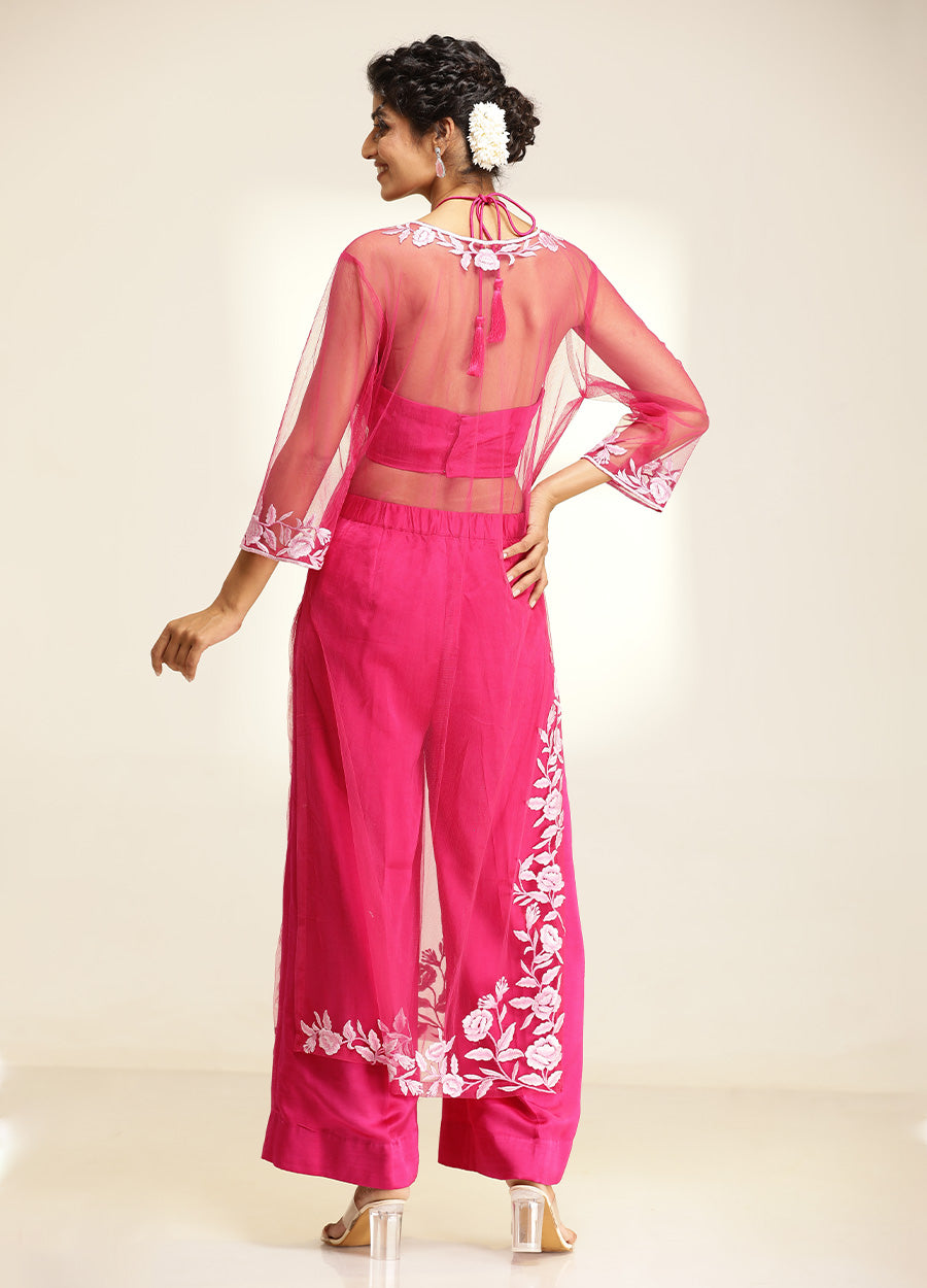 Hot Pink See through Kurta Set