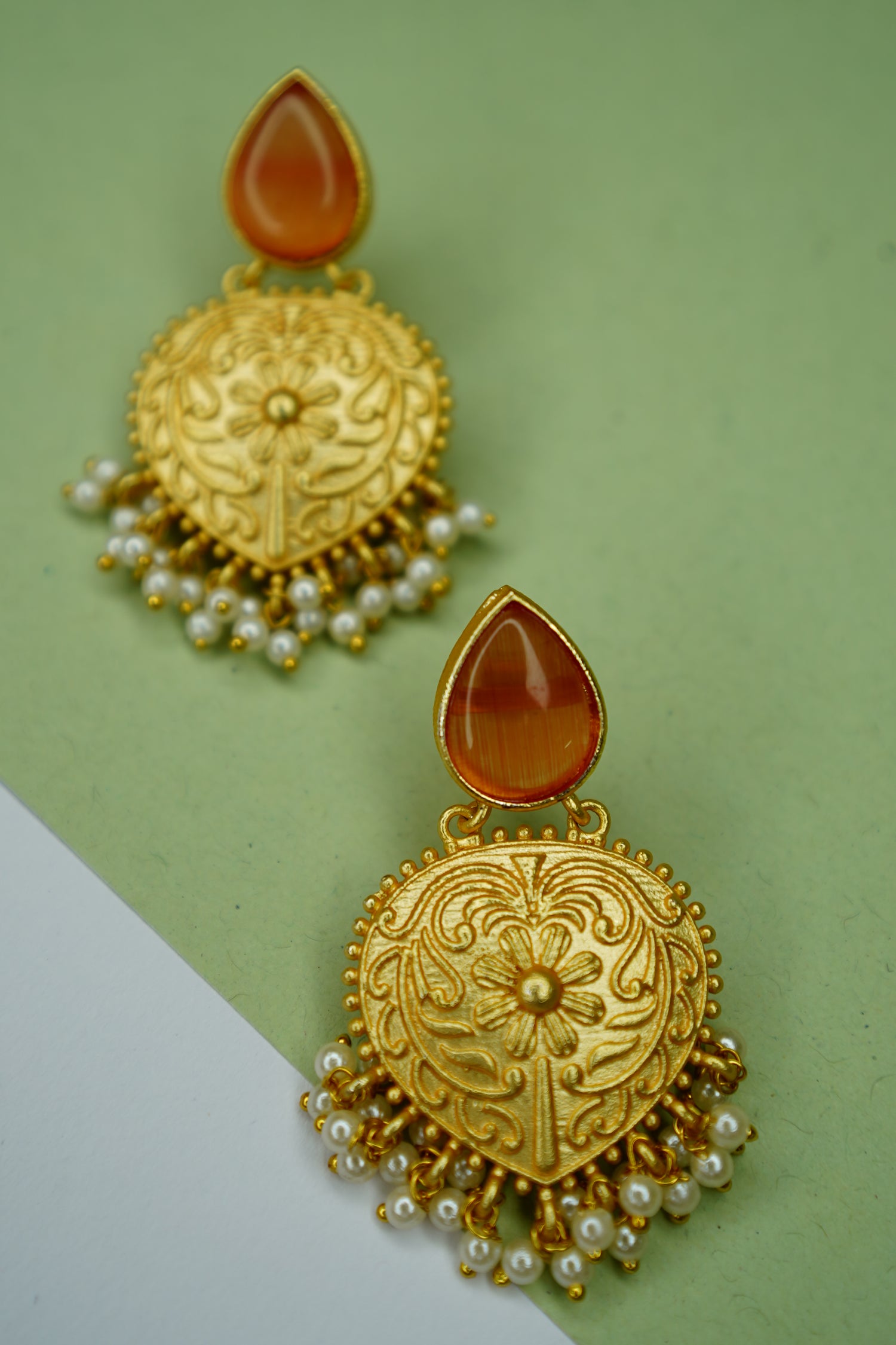 Noorika Pearl Filigree Statement Earrings