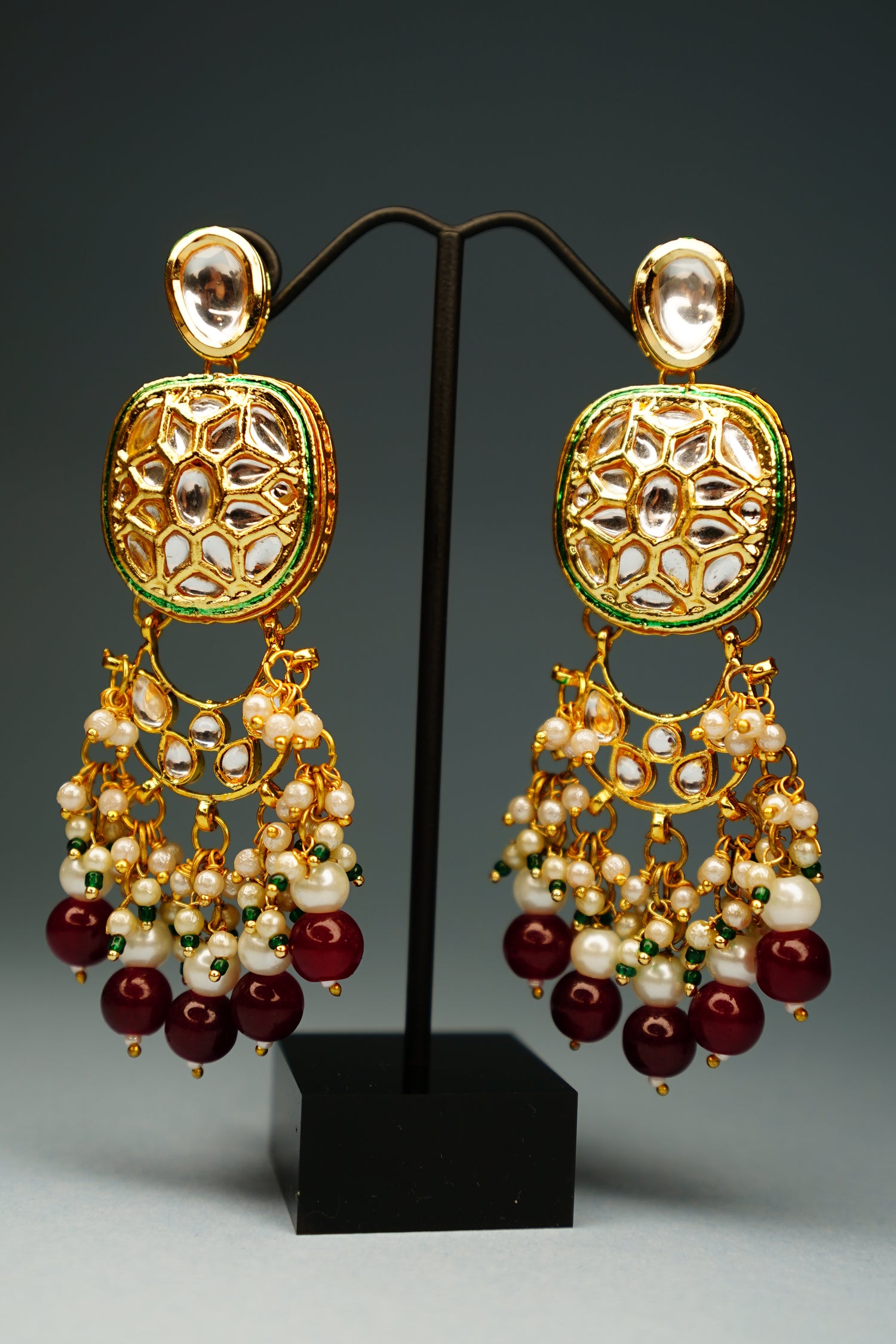 Zehra Kundan Pearl Drop Earrings