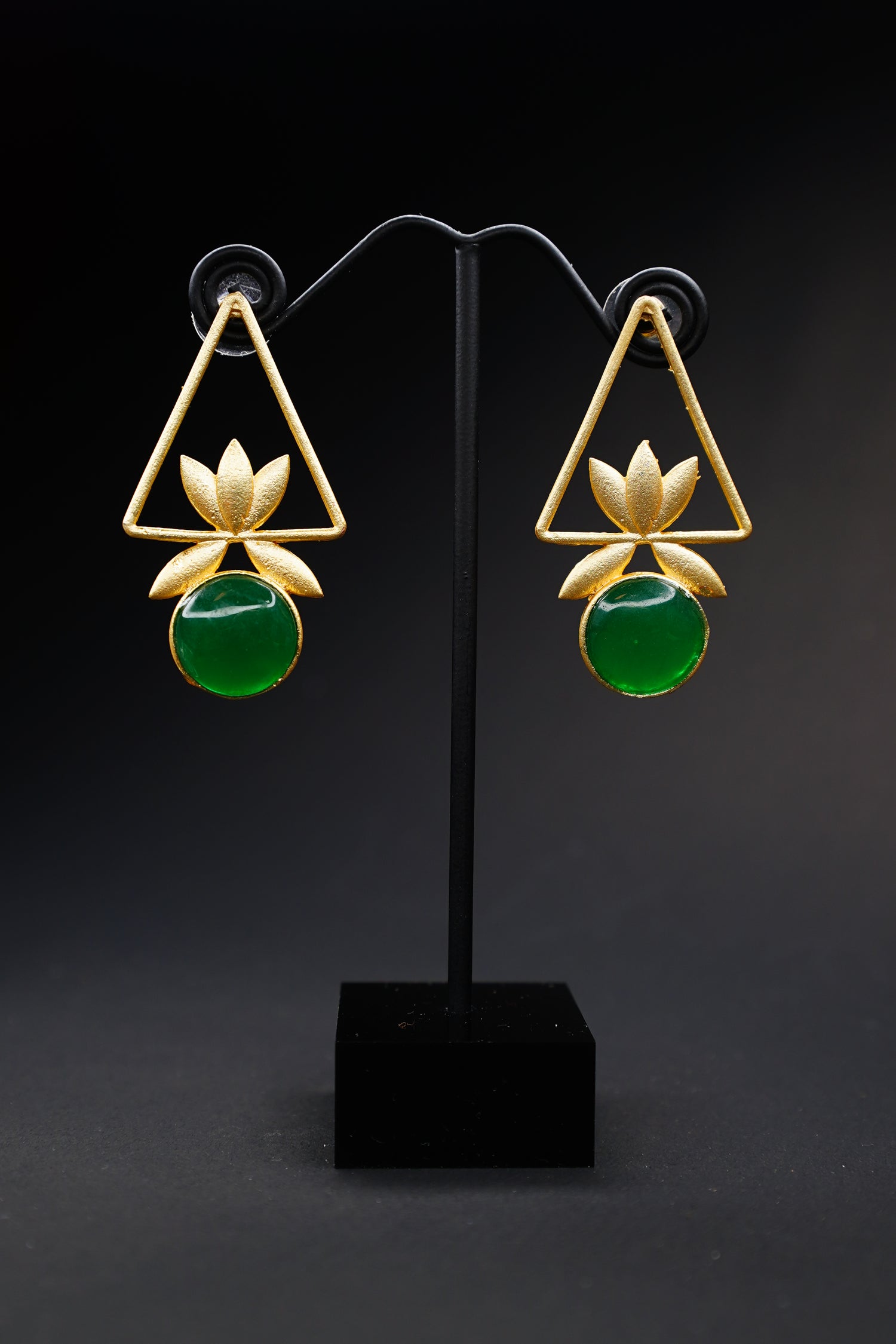 Verdant Bloom Emerald Stone Drop Earrings