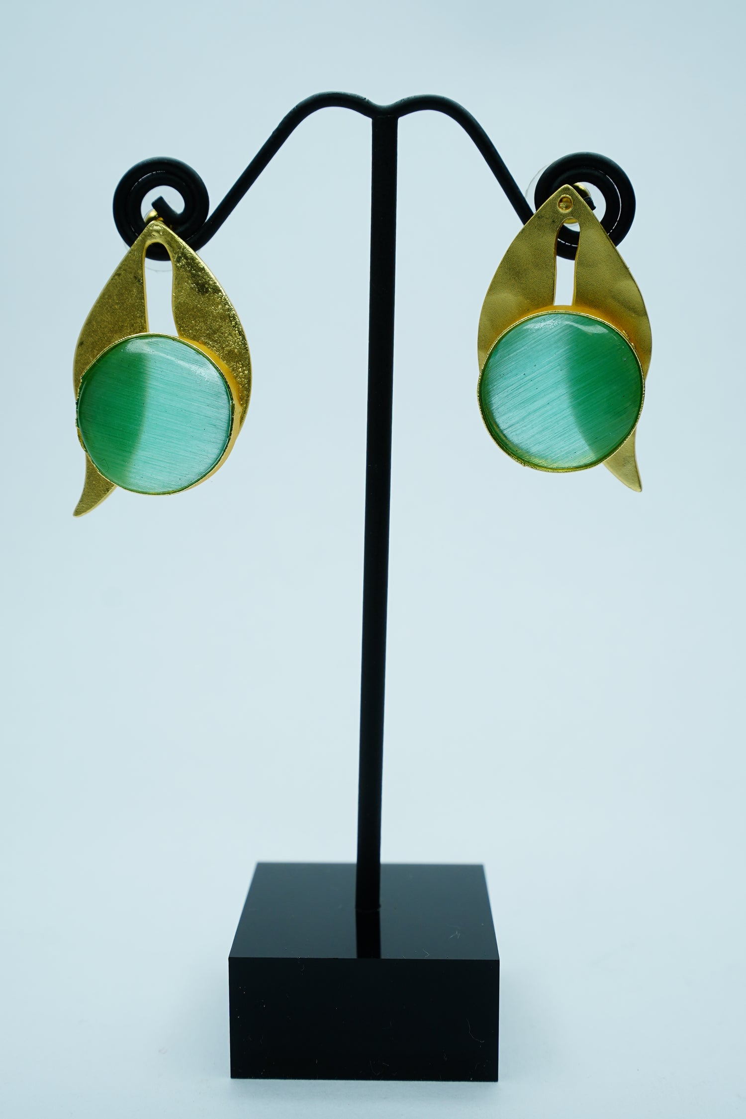 Verdant Aura Stone Statement Earrings