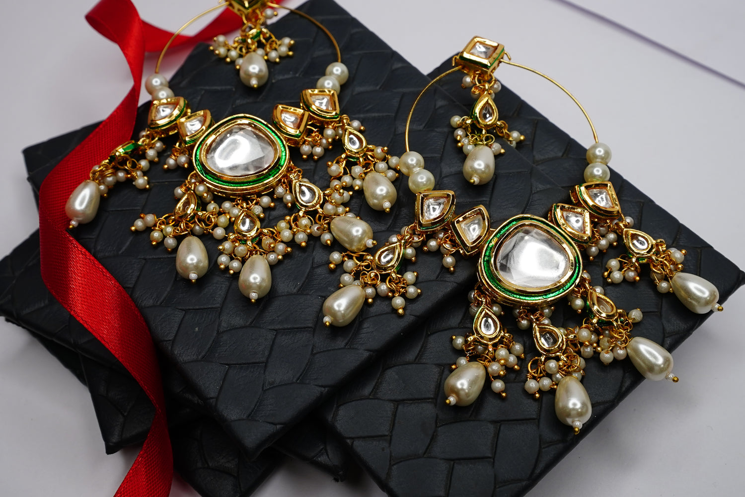 Meher Pearl Kundan Hoop Earrings