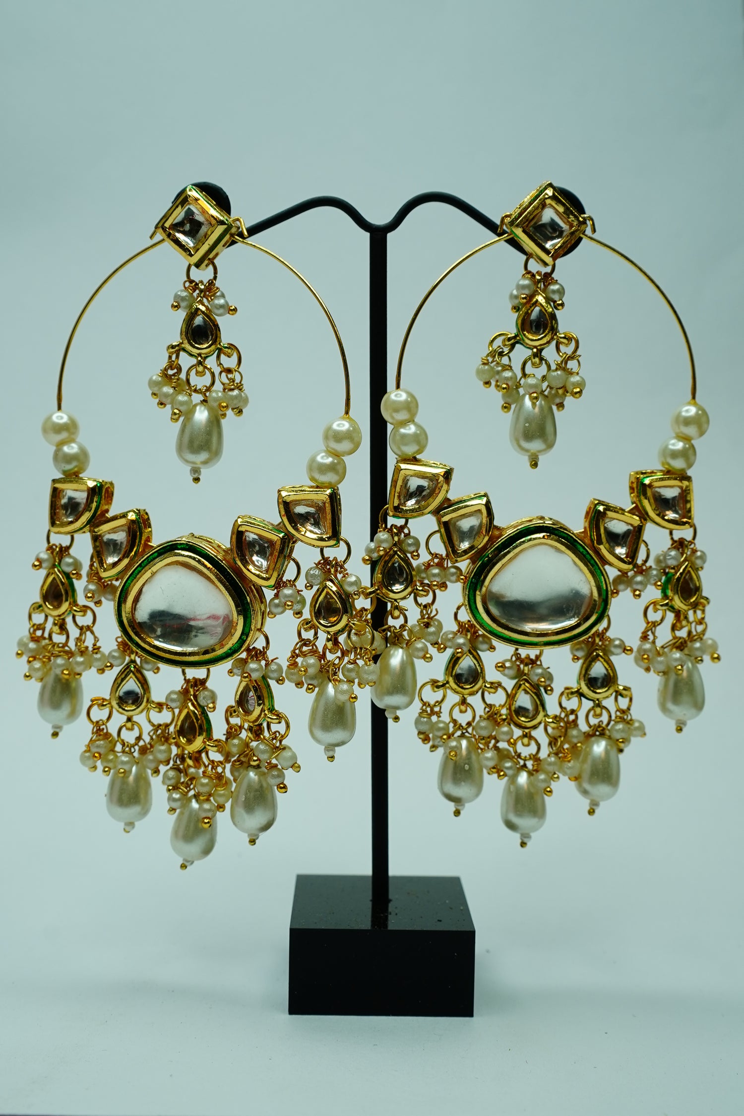 Meher Pearl Kundan Hoop Earrings