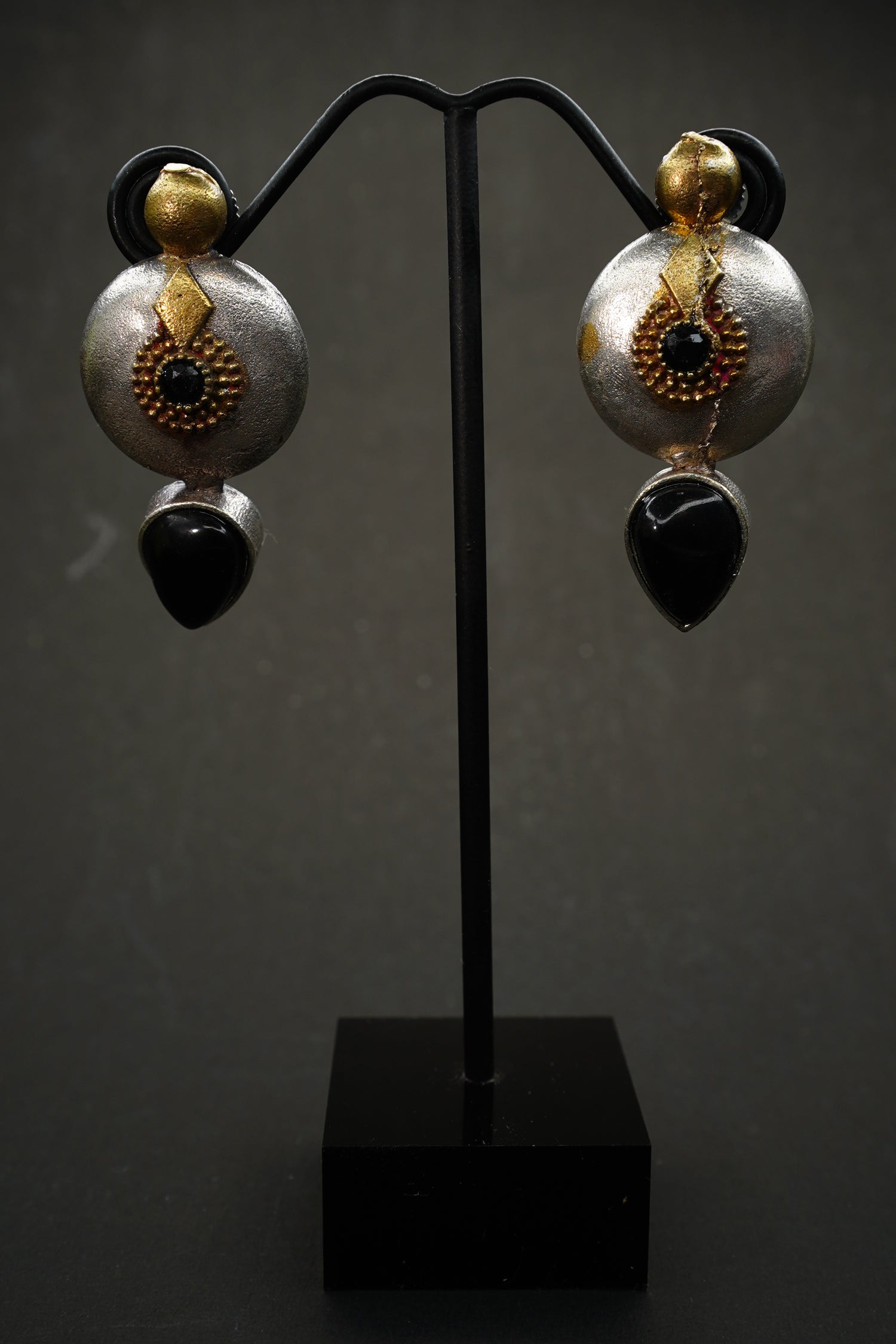 Silver And Gold Earrings With  Stones