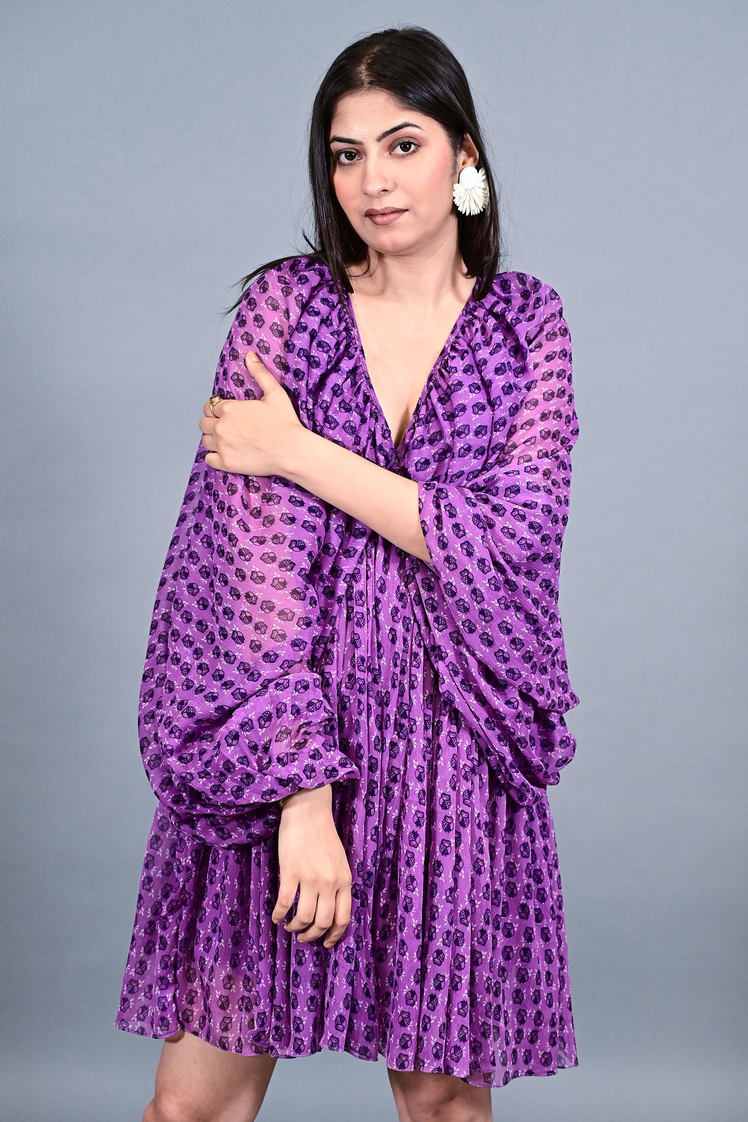 Violet Printed Kaftan midi Dress