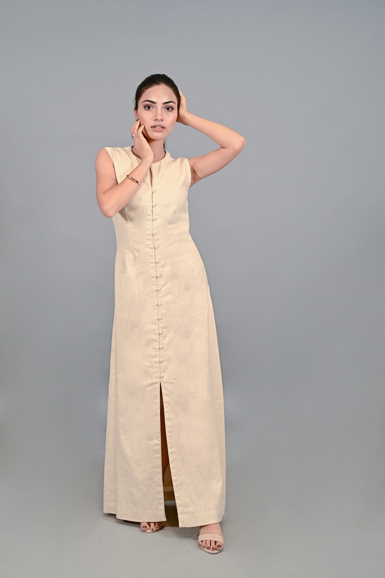 Sandstone Grace Button-Down  Maxi dress