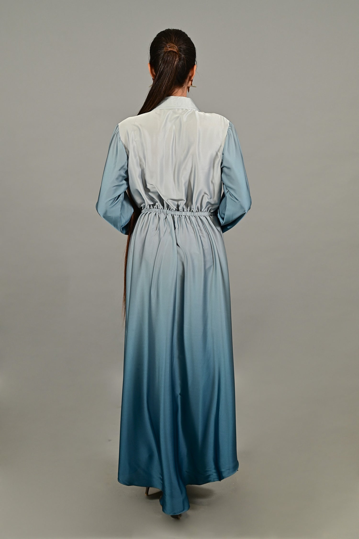 Ocean Mist Ombre Maxi Shirt Dress