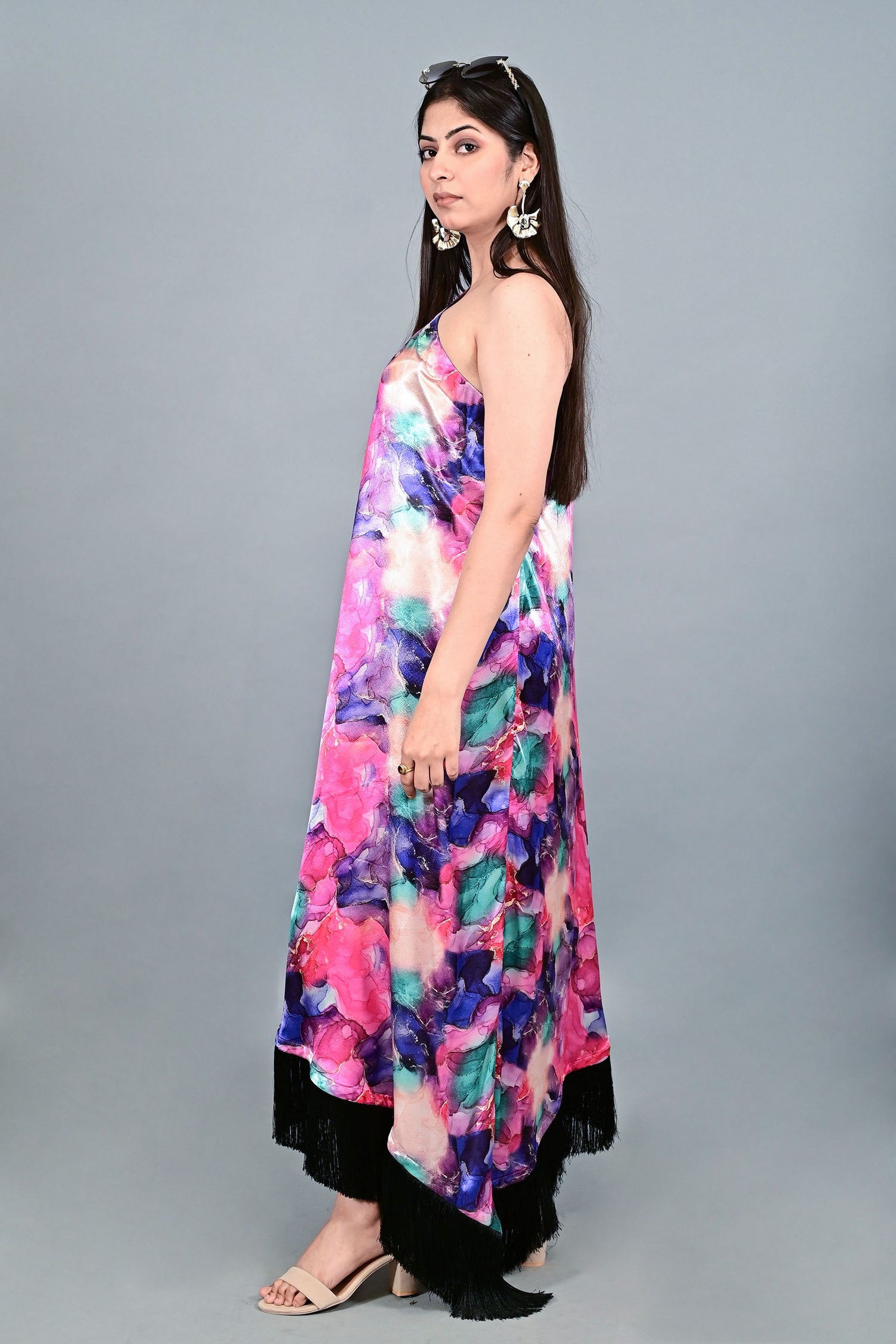 Boho Mirage One Shoulder Flowy Dress