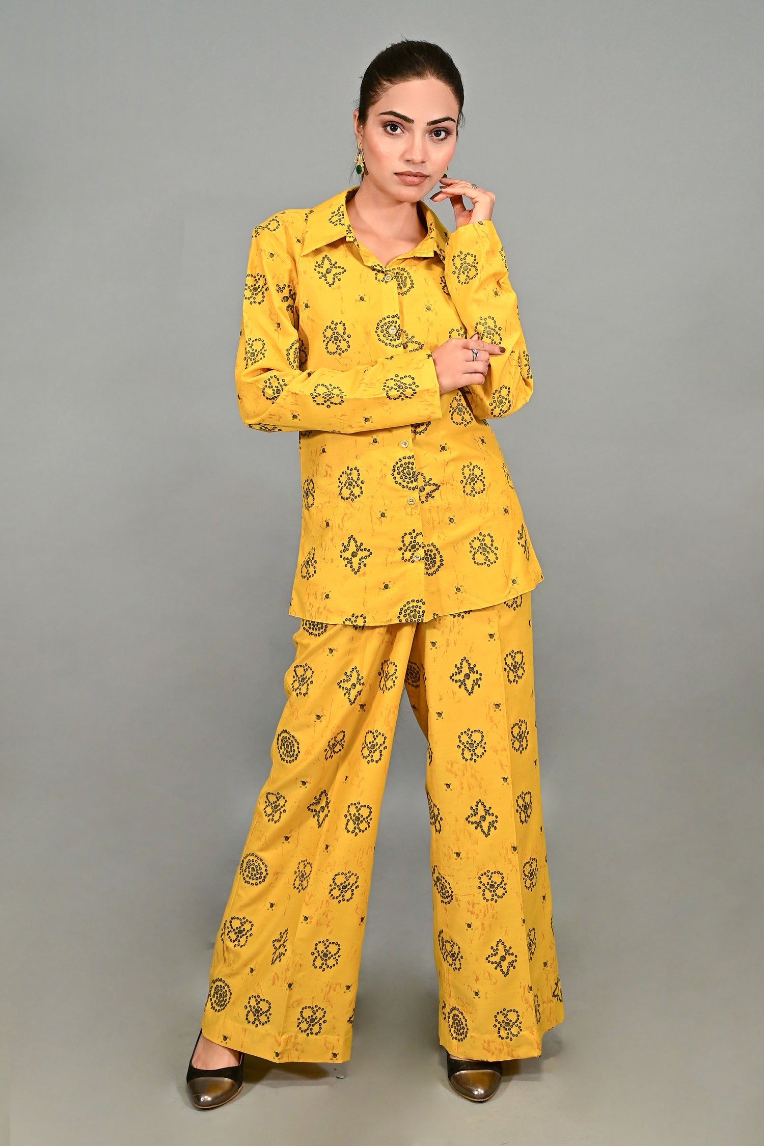 Yellow Crepe Printed Co-Ord Set