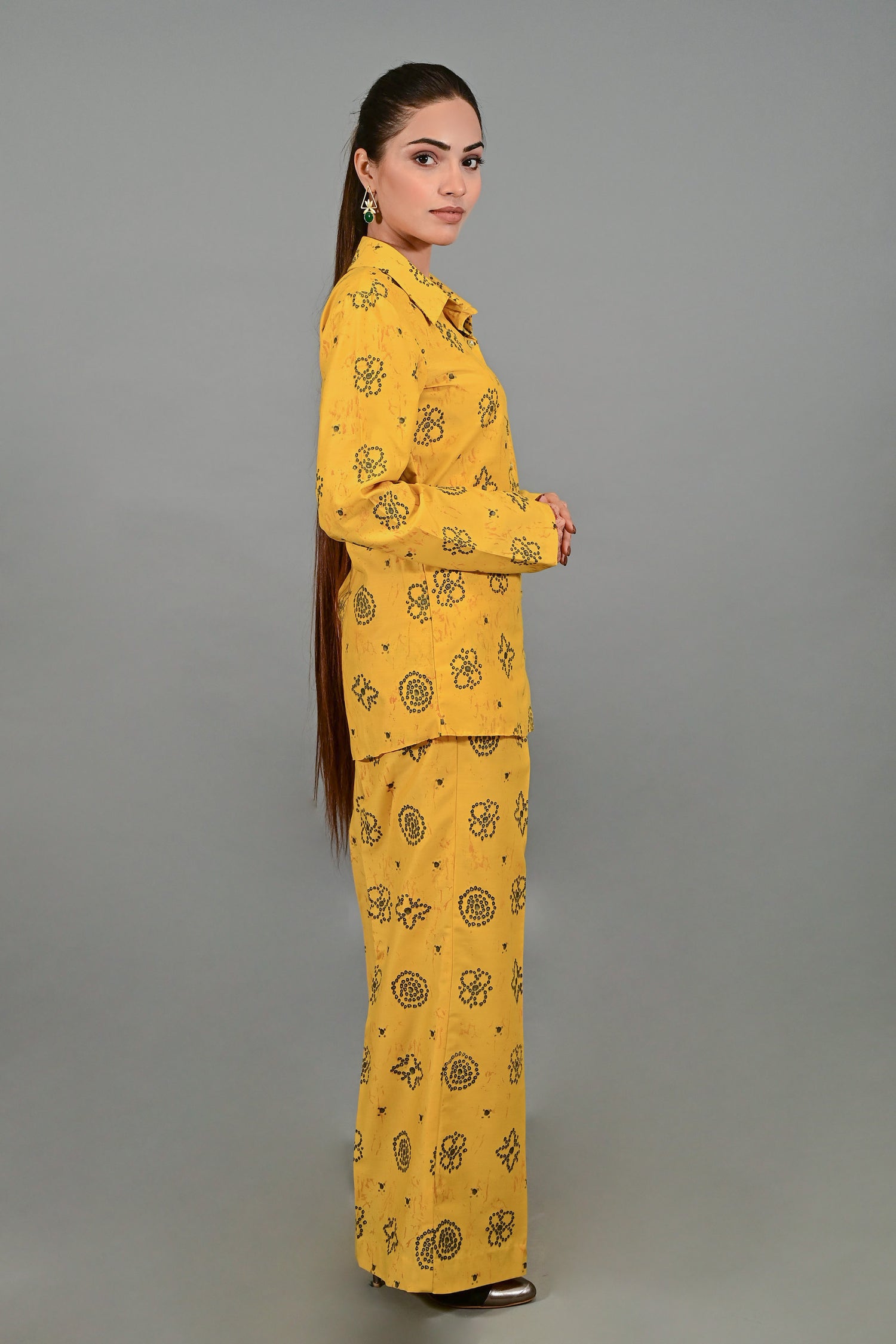 Yellow Crepe Printed Co-Ord Set