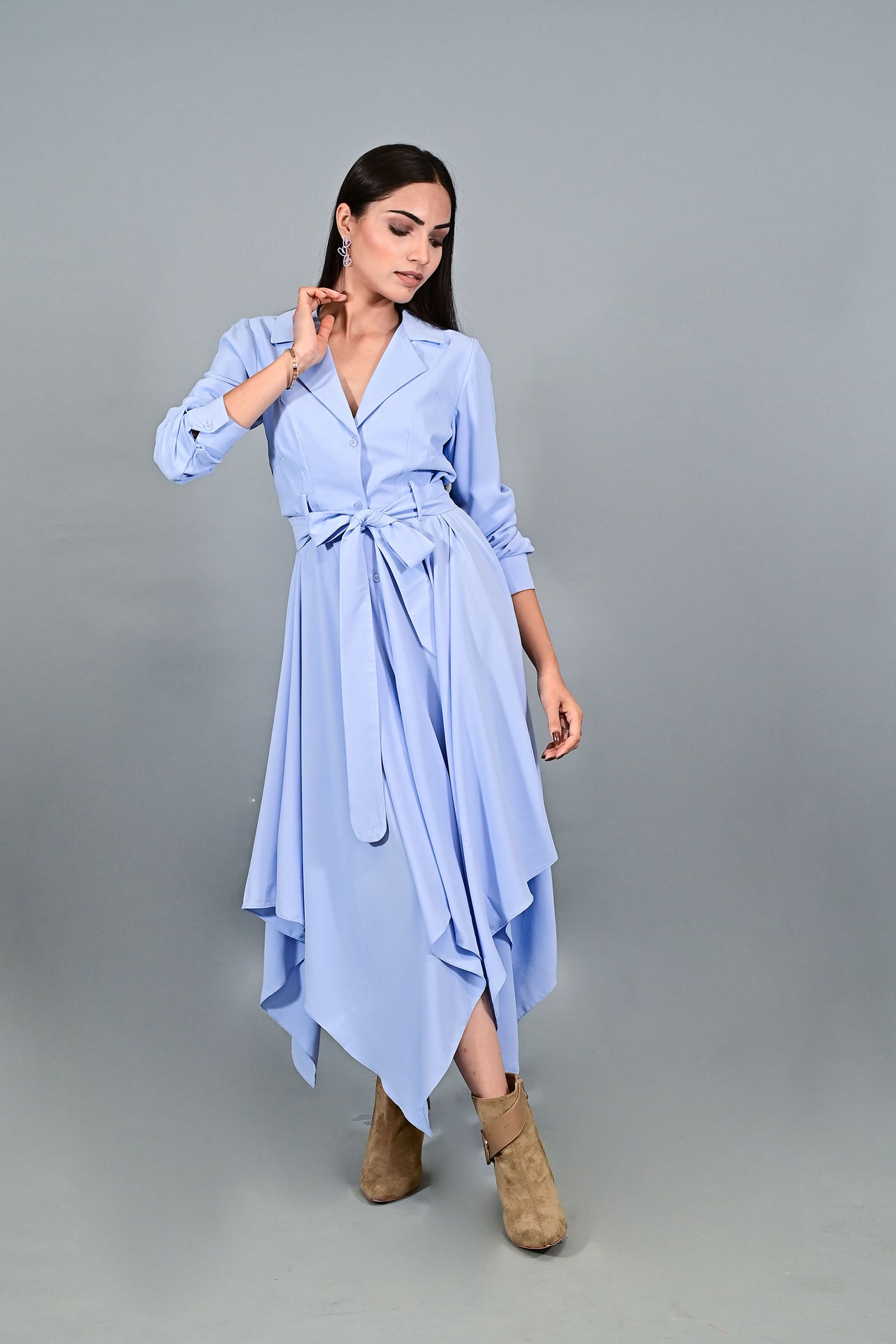 Handkerchief Sapphire Flow midi dress