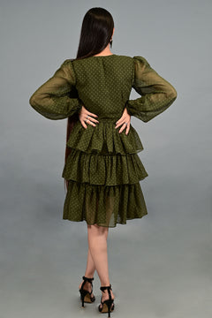 Olive Whisper Tiered Dress