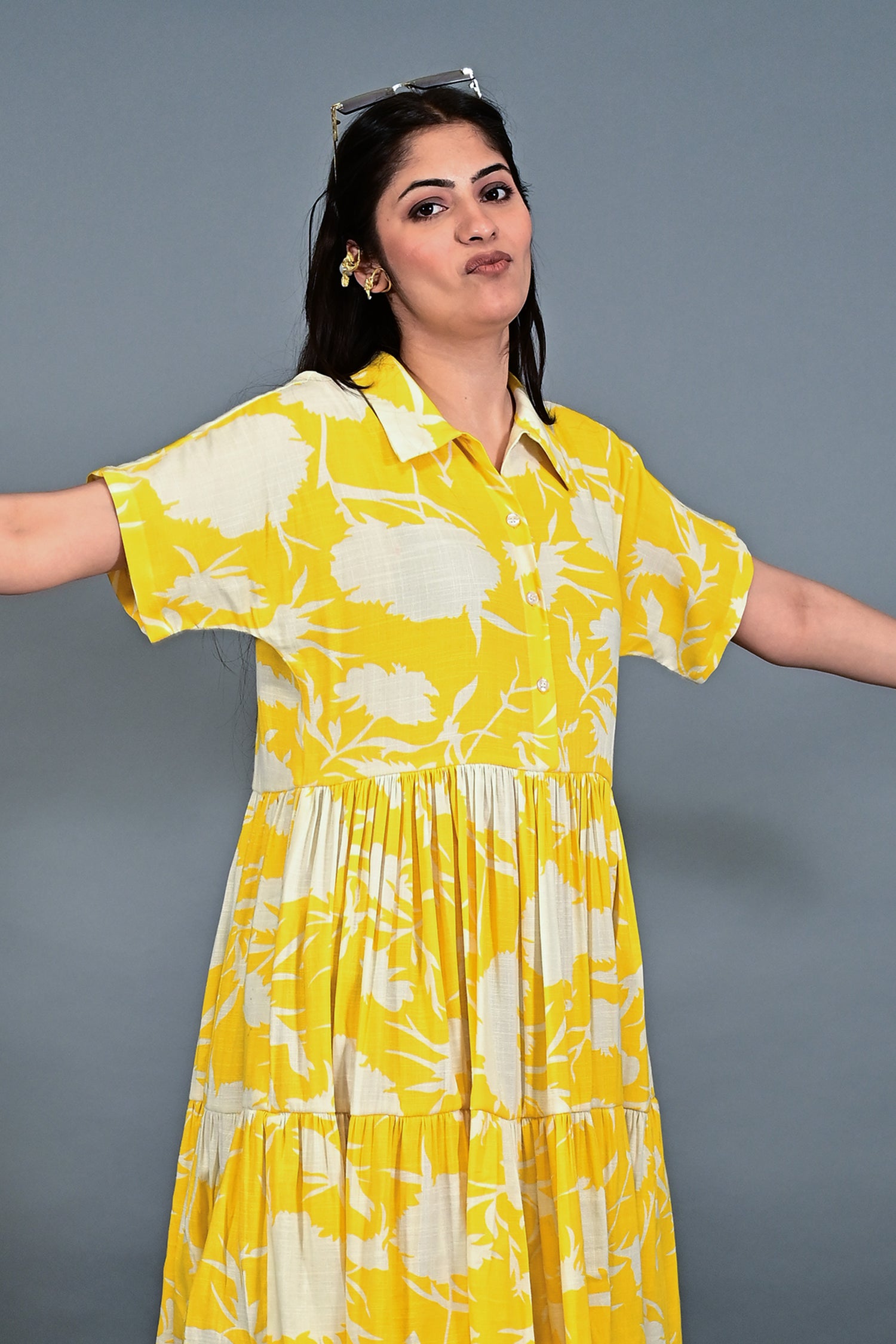 Sunlit Bloom Shirt Dress