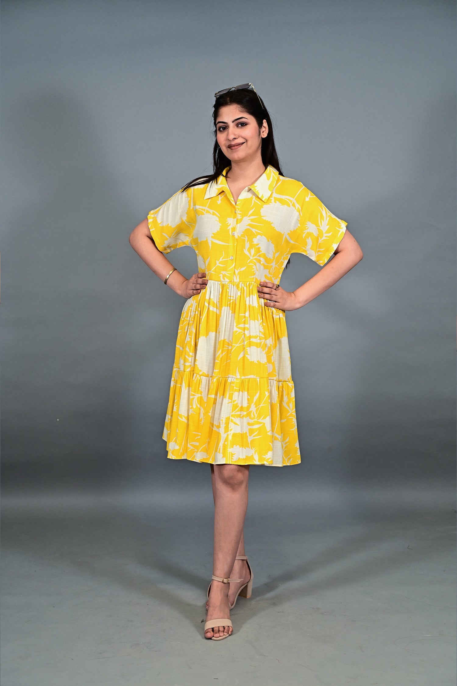 Sunlit Bloom Shirt Dress