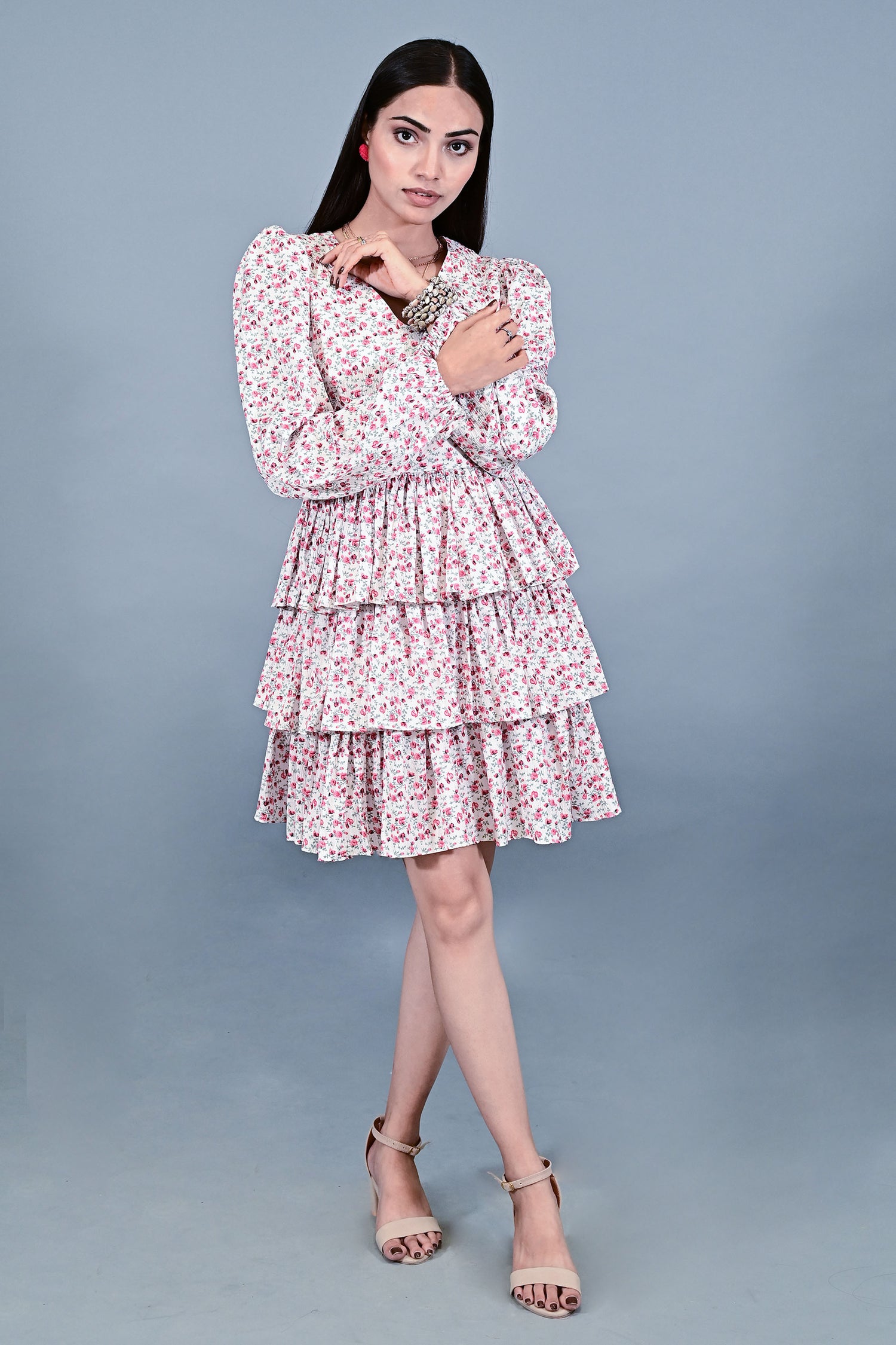 Rosé Ruffle Tiered Dress