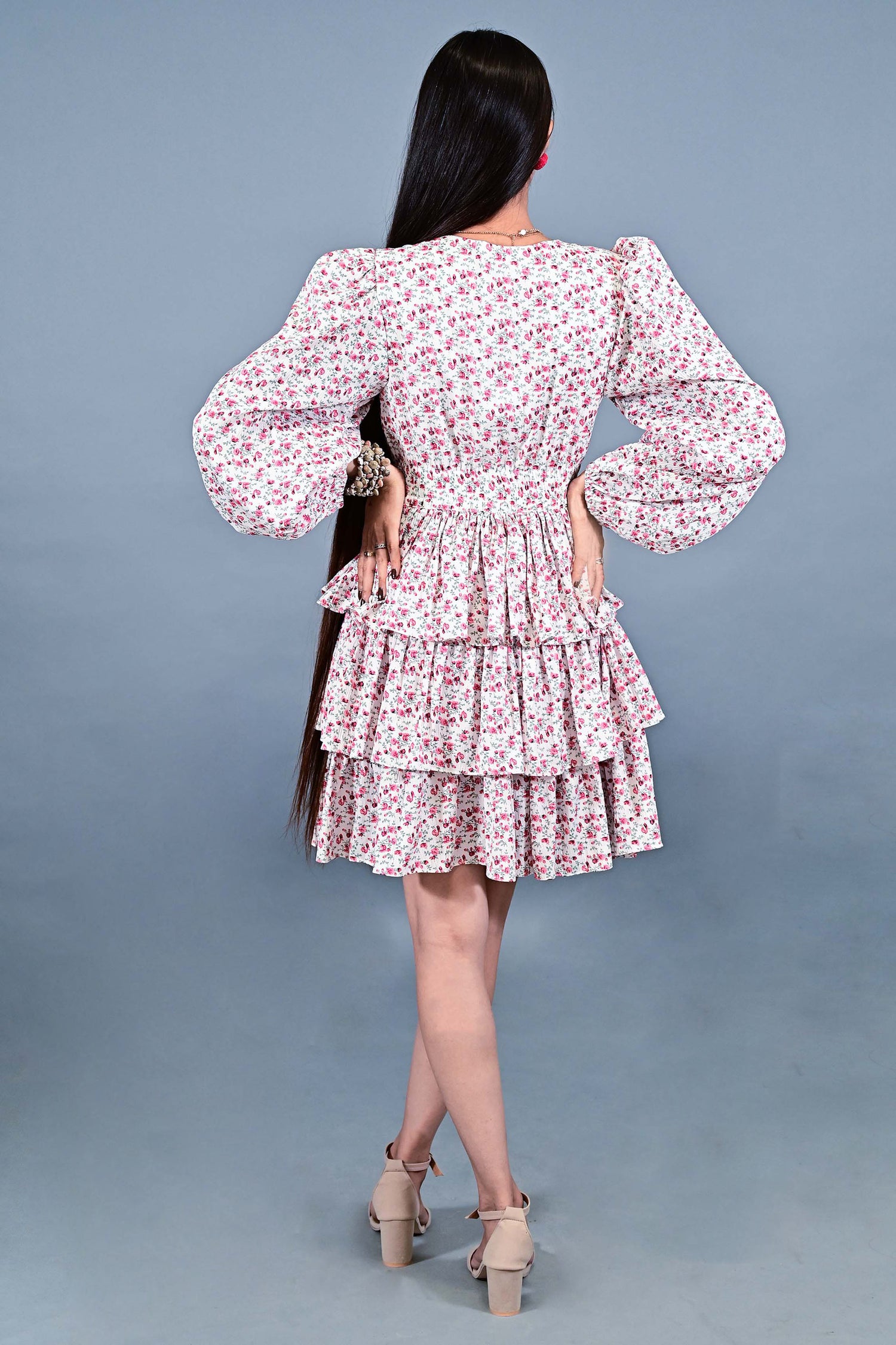 Rosé Ruffle Tiered Dress