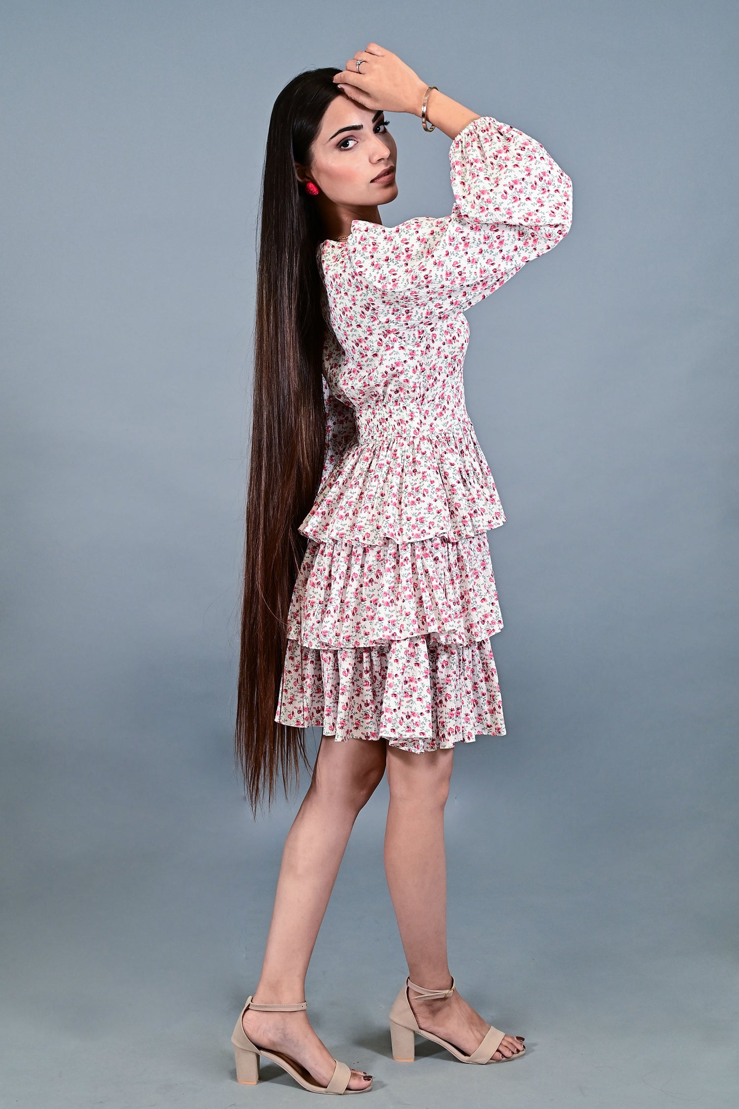 Rosé Ruffle Tiered Dress
