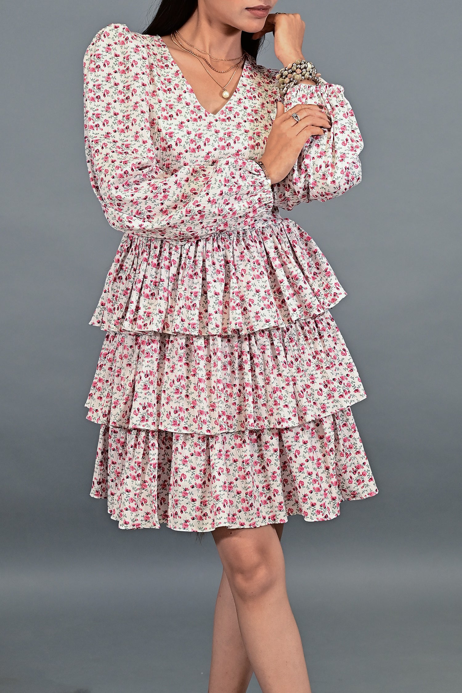 Rosé Ruffle Tiered Dress