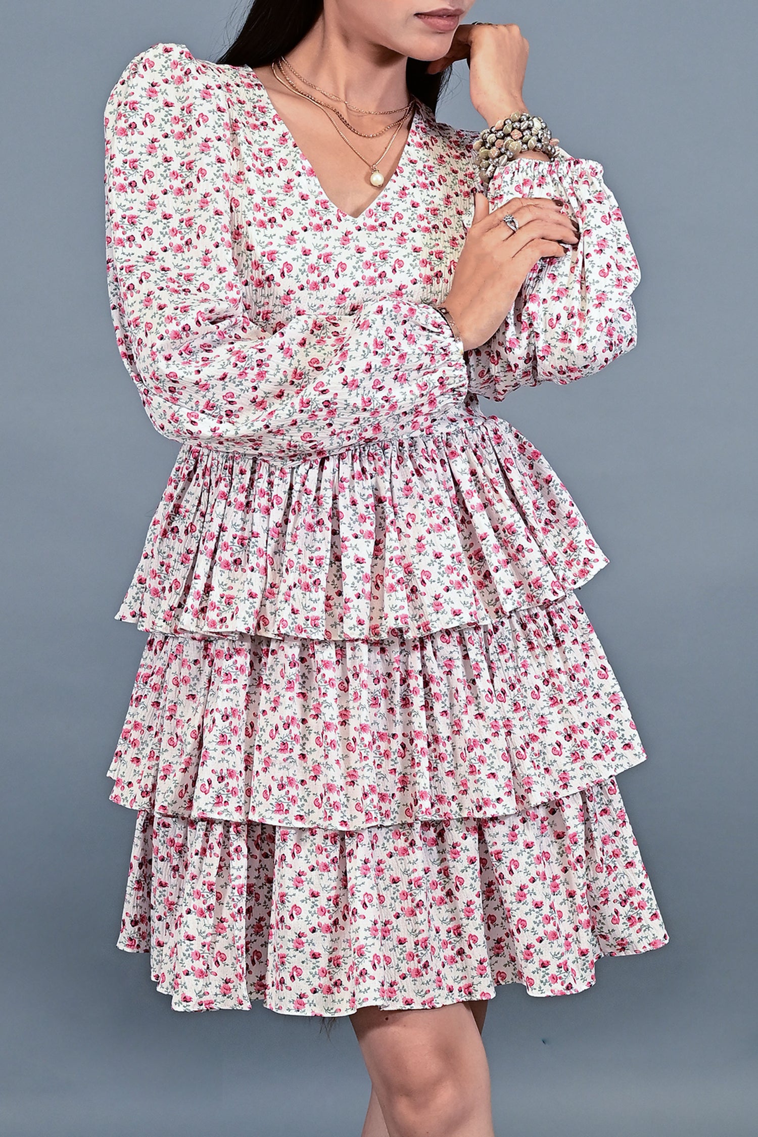 Rosé Ruffle Tiered Dress