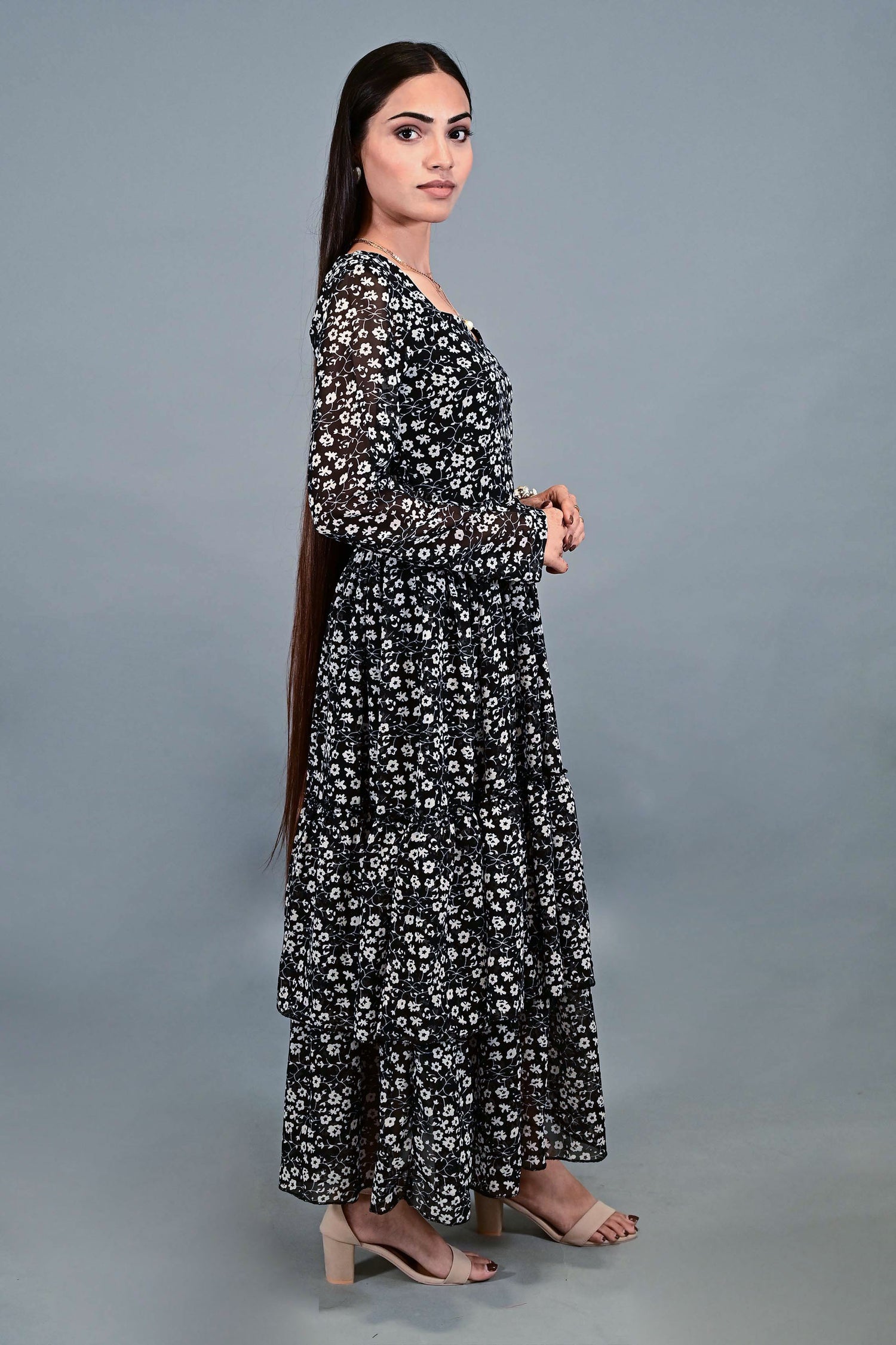 Noir Bloom Maxi Dress