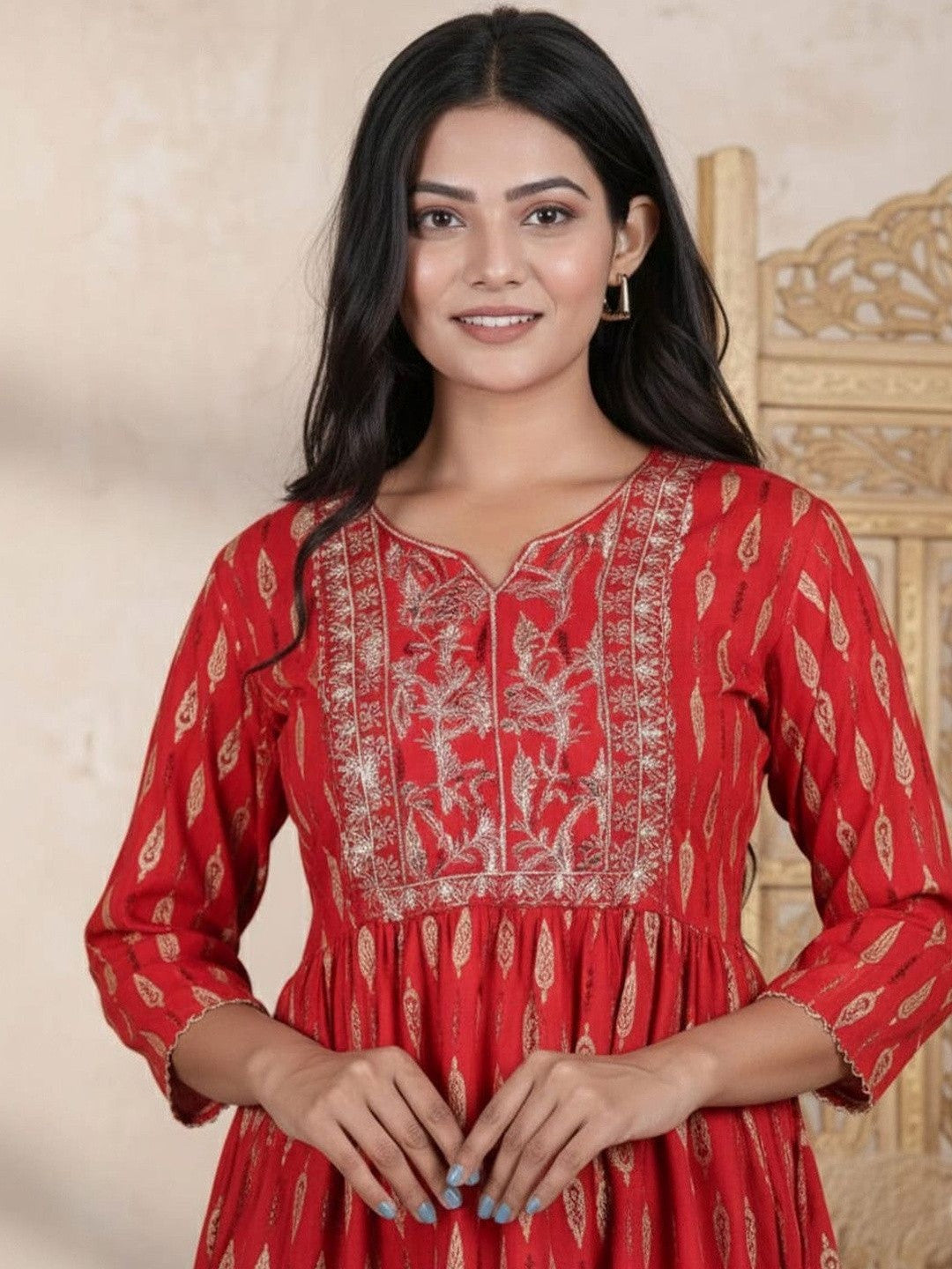 Botanical Printed Pure Cotton Empire Kurti