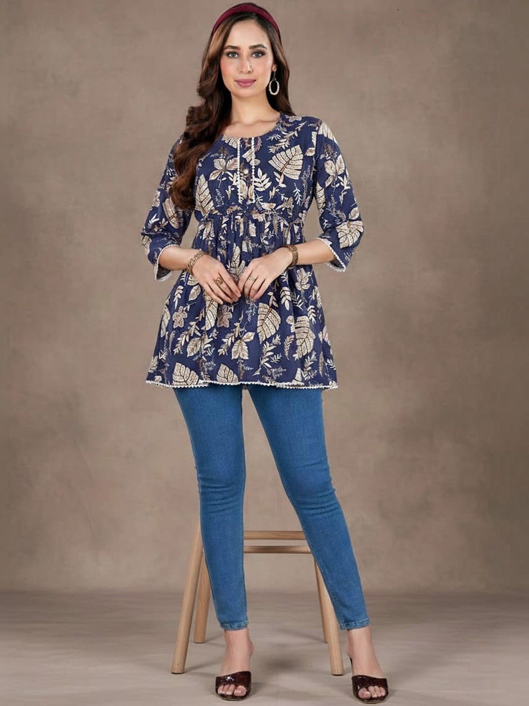 Botanical Printed Pure Cotton Empire Kurti