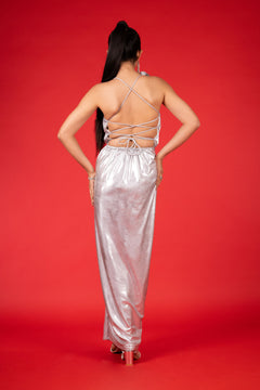 metallic lycra dress Metallic lycra degrad midi dress