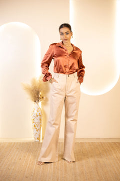 Rust Radiance Shirt with Cream Calm Trouser set