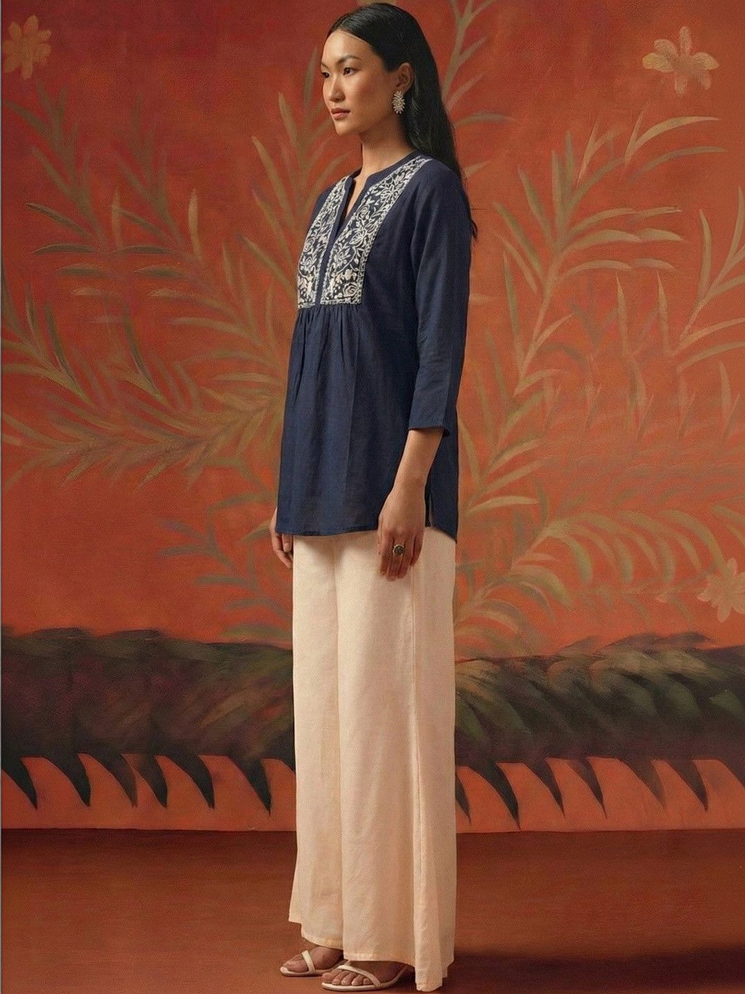 Blue kurtis Regular Round Neck - Pure Cotton Kurti